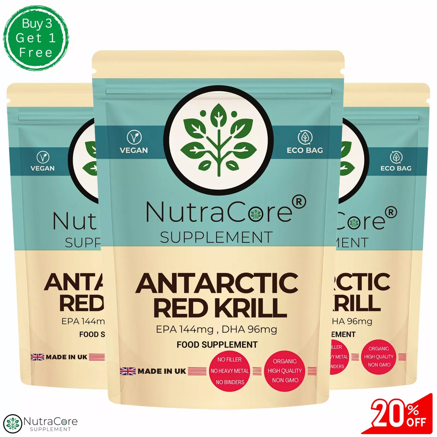 Red Krill Oil 600mg Soft Capsule-Superba Antarctic Krill-(96mg DHA , 144mg EPA)