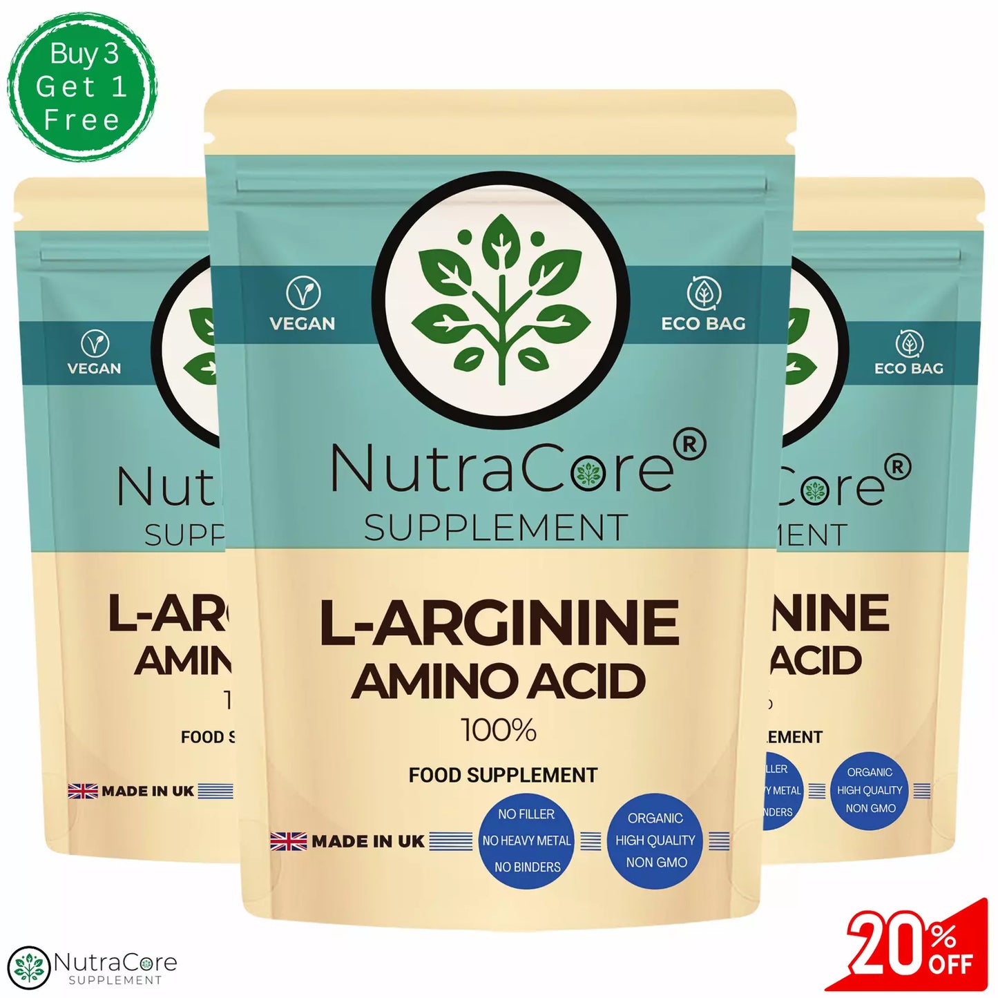 L-Arginine Capsules 600mg- Muscle Growth, Workout Muscle Support-Veg Caps
