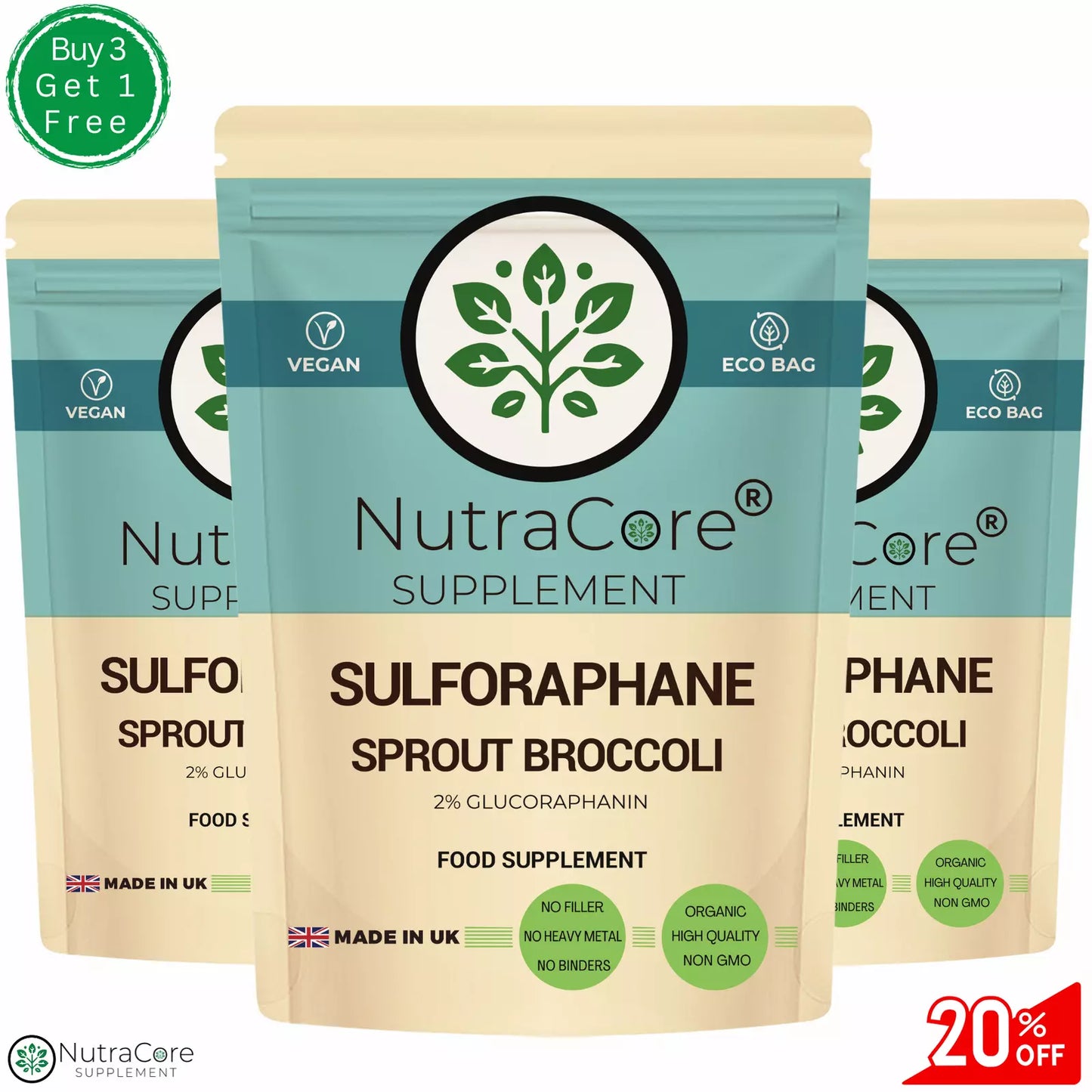Sulforaphane 2200mcg Capsules(2% GLUCORAPHANIN)Broccoli Sprout-100%Natural&Vegan