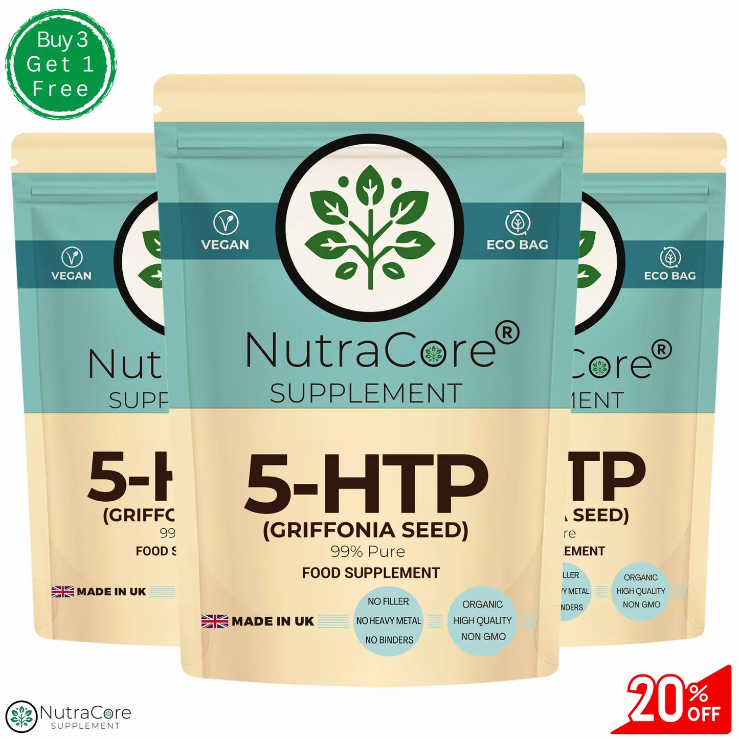5HTP 600mg Capsules High Strength Griffonia Seed- Mood, Serotonin, Sleep, Stress