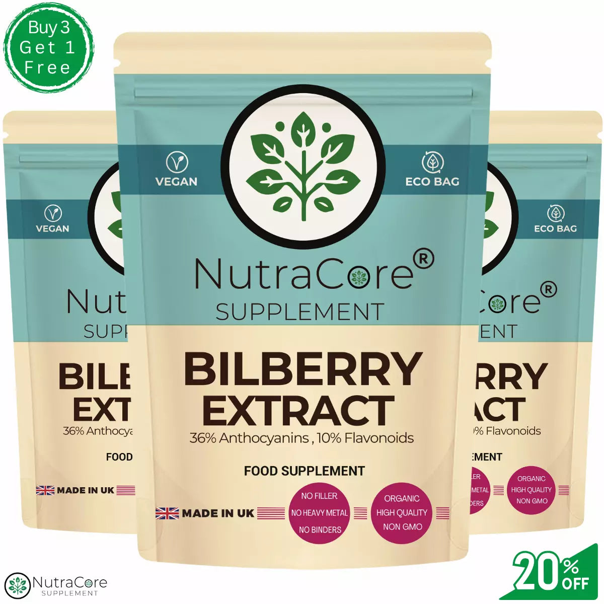 Bilberry Extract Capsules, 6000mg-(36% Anthocyanins)-100% Natural & Vegan