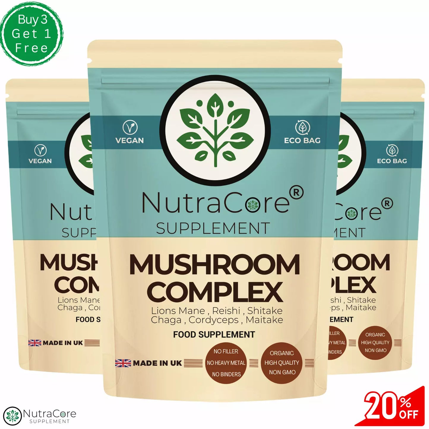 Mushroom Complex Lions Mane, Reishi ,Shitake, Chaga, Cordyceps Maitake 5500mg