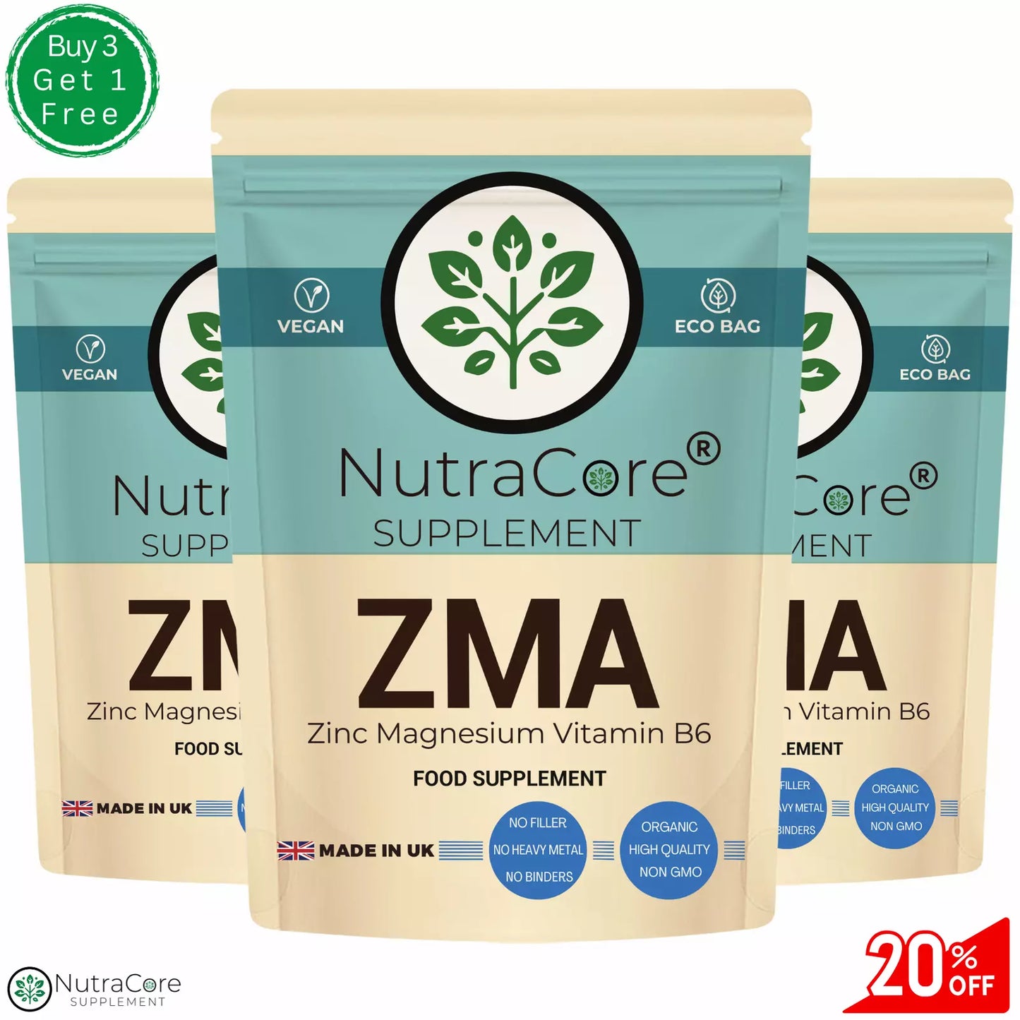 ZMA (Zinc + Magnesium + Vitamin B6) Capsules-100% Natural & Vegan-Muscle Gain&Sleep Aid