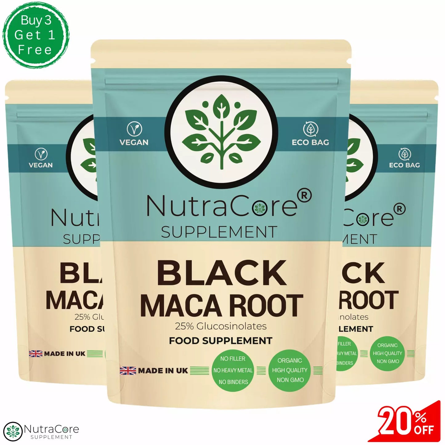 Black Maca Root Capsules, 6000mg-(25% Glusosinolates)-100% Natural & Vegan