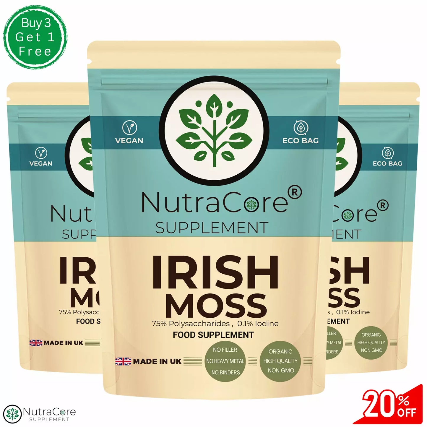 Irish Moss Caps 5500mg ( 75% Polysaccharides, 0.1% Iodine )-100% Natural Vegan
