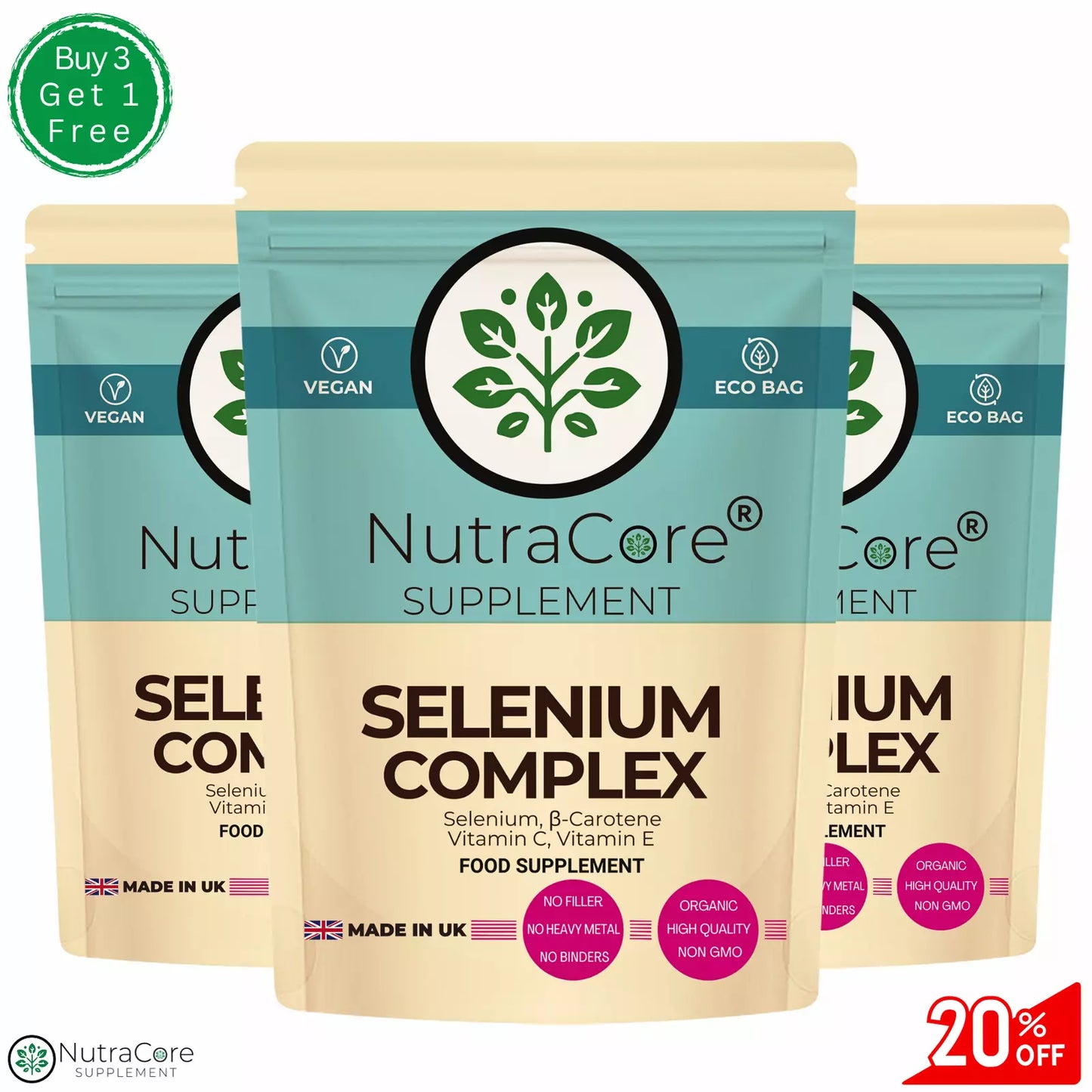 Selenium Complex 500mg Caps-High Strength Vitamins -Skin & Hair Supplement Vegan