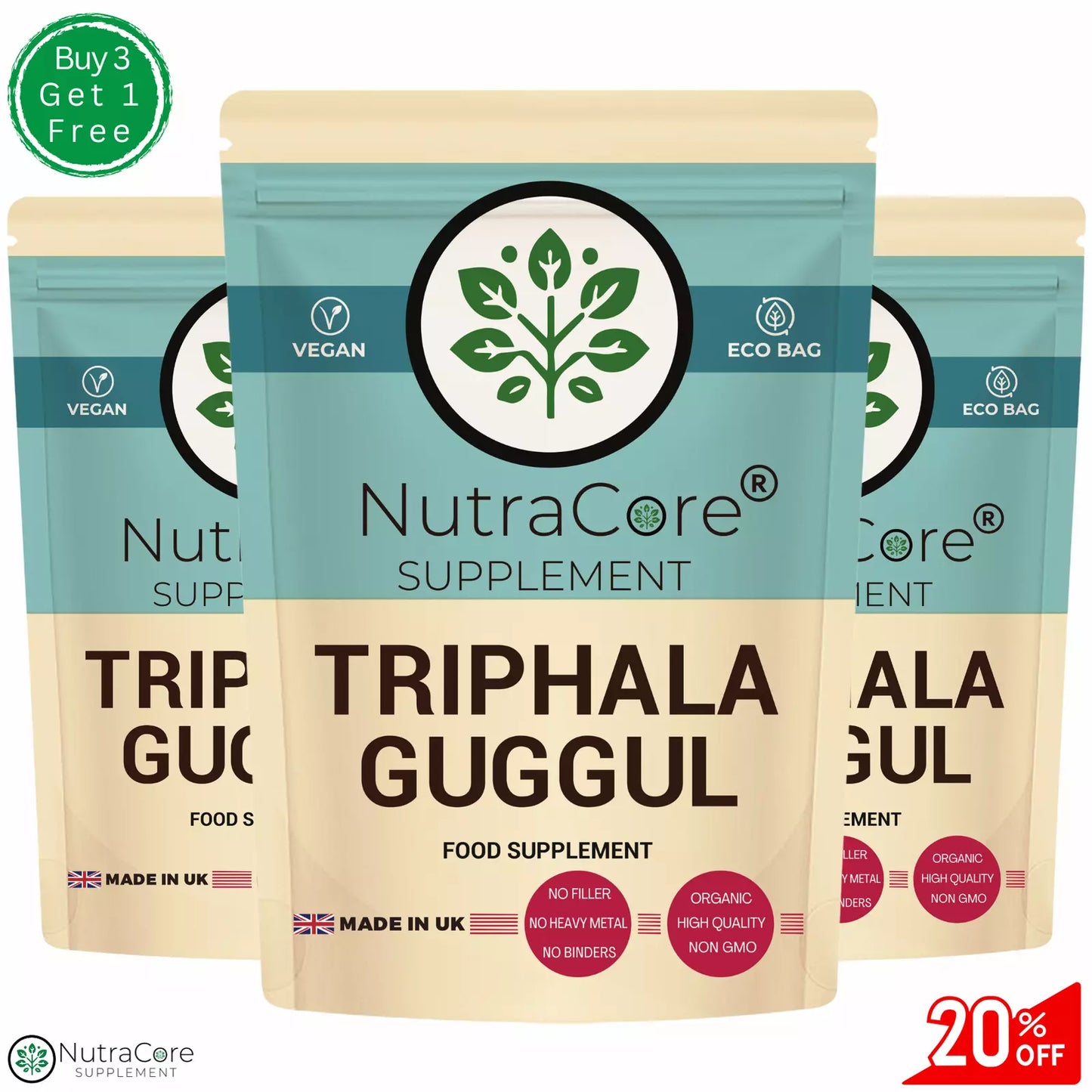 'Triphala+Guggul'' Caps 5500mg-Weight Control & Cholesterol-100%Natural & Vegan