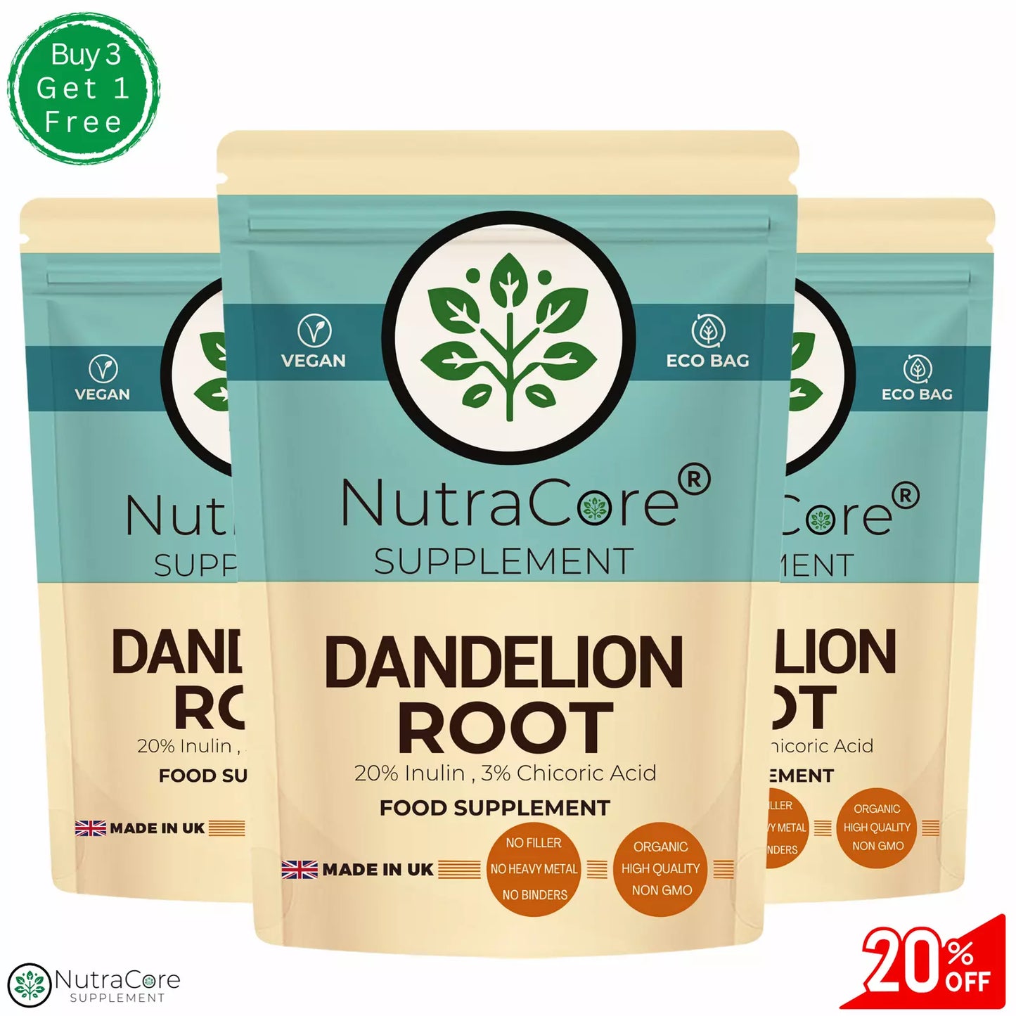 Dandelion Root Capsules 6000mg-(20% Inulin,3% Chicora Acid)-Liver Support &Vegan