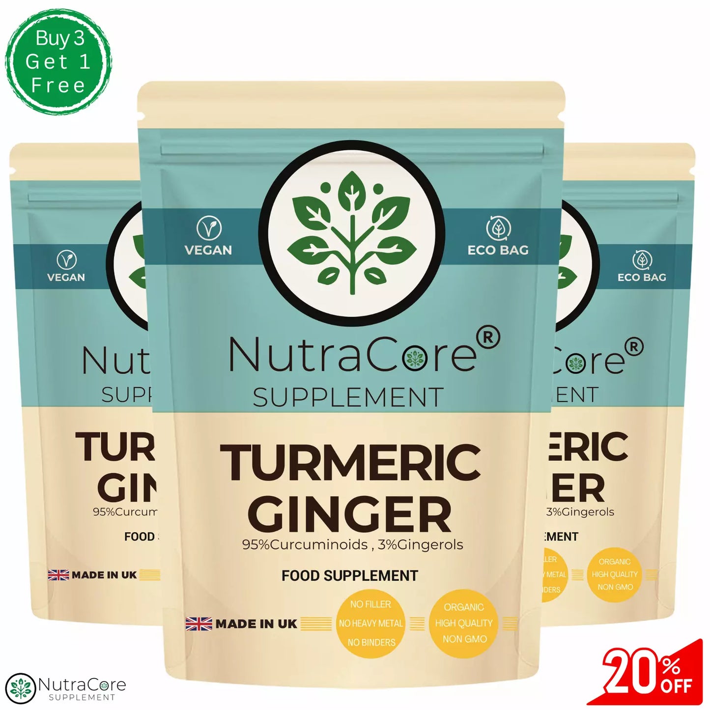 ''Turmeric+Ginger'' Capsule 500mg-(90% Curcuminoids,3% Ginger)-Energy&Digestion