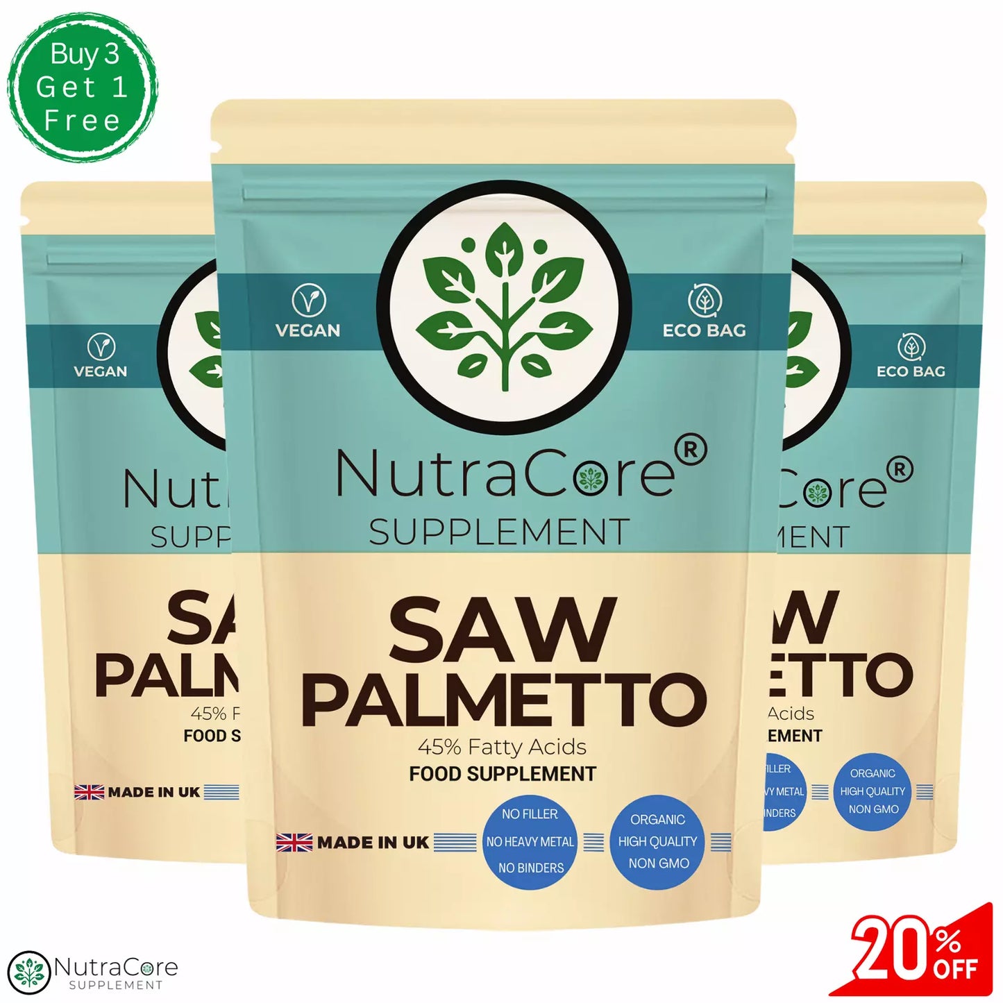 Saw Palmetto Capsules 600mg-(45% Fatty Acids )-Vegan ,Hair Loss &Prostate Health