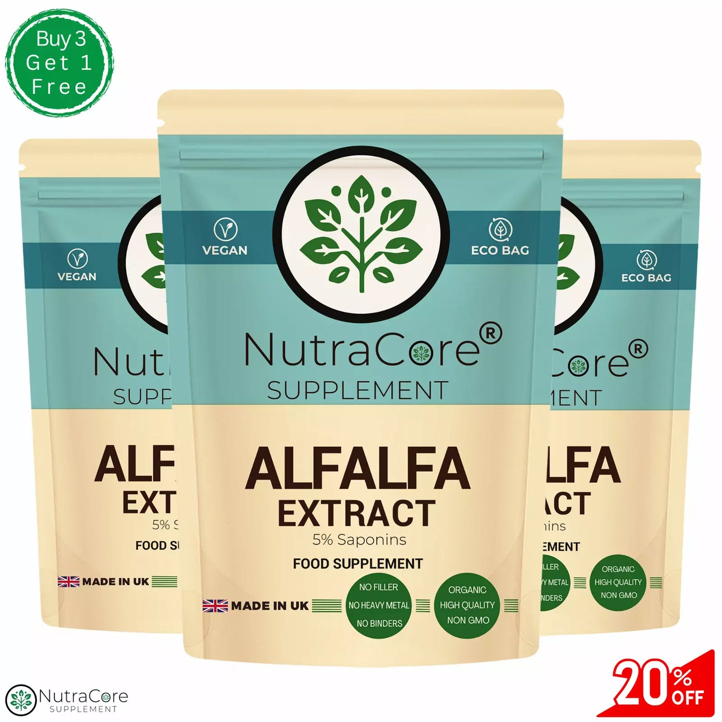 Alfalfa Extract Capsules 5000mg-(250mg Saponins)-Cholesterol & Blood Sugar