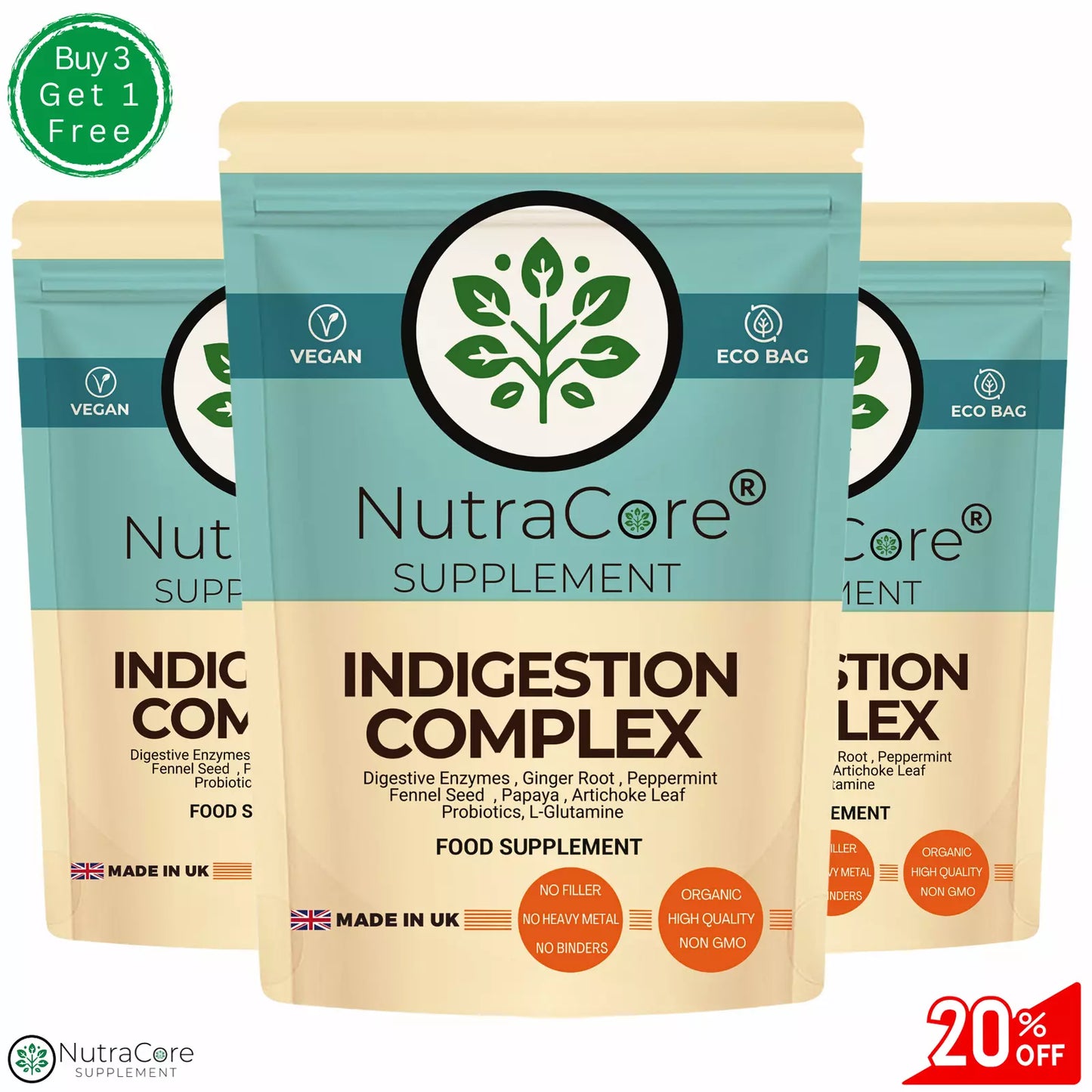 Indigestion Complex Caps 750mg-Digest Enzymes, Ginger, Peppermint Fennel, Papaya