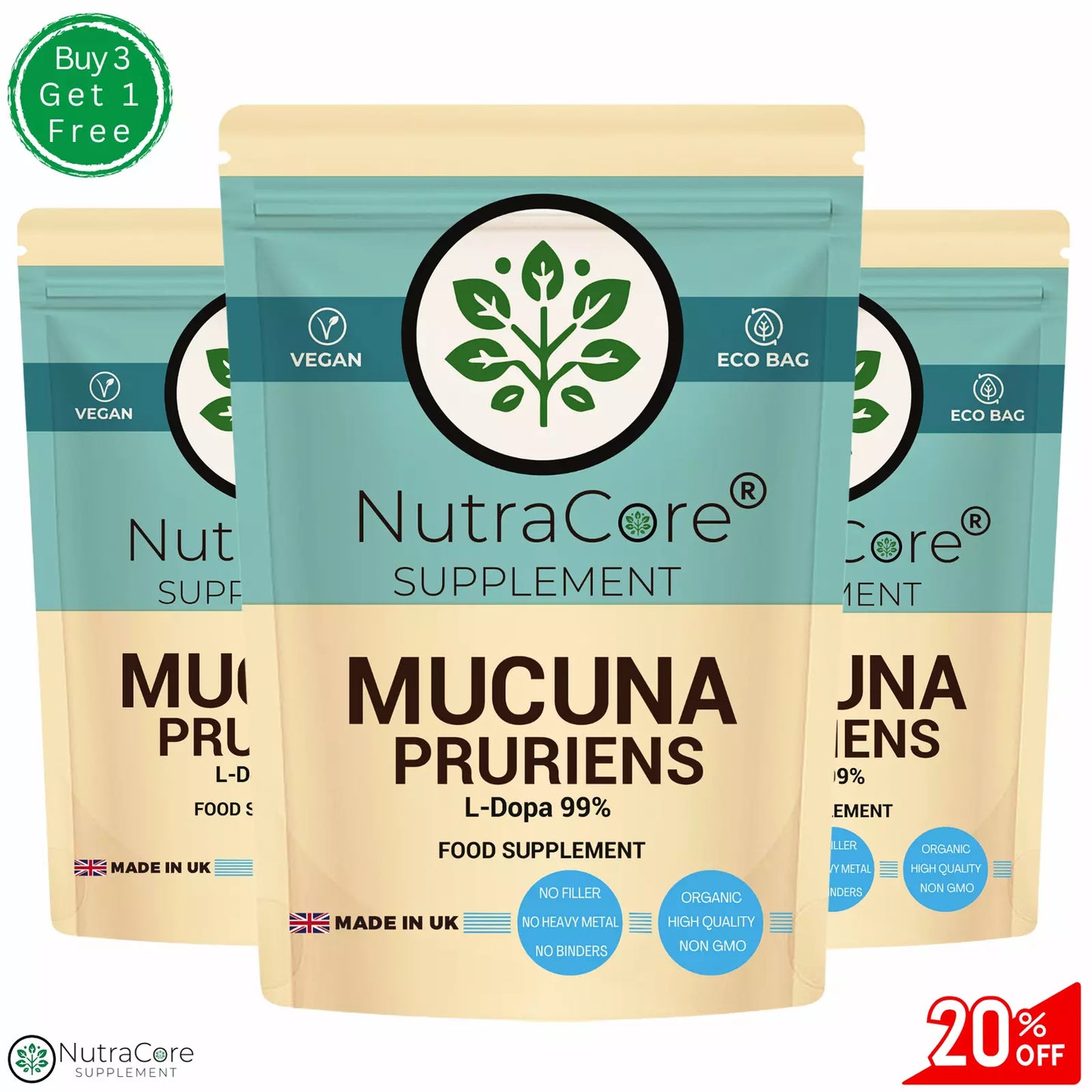 Mucuna Pruriens Capsules 600mg-( 99% L-Dopa )-Natural, Strong, Vegan Supplements