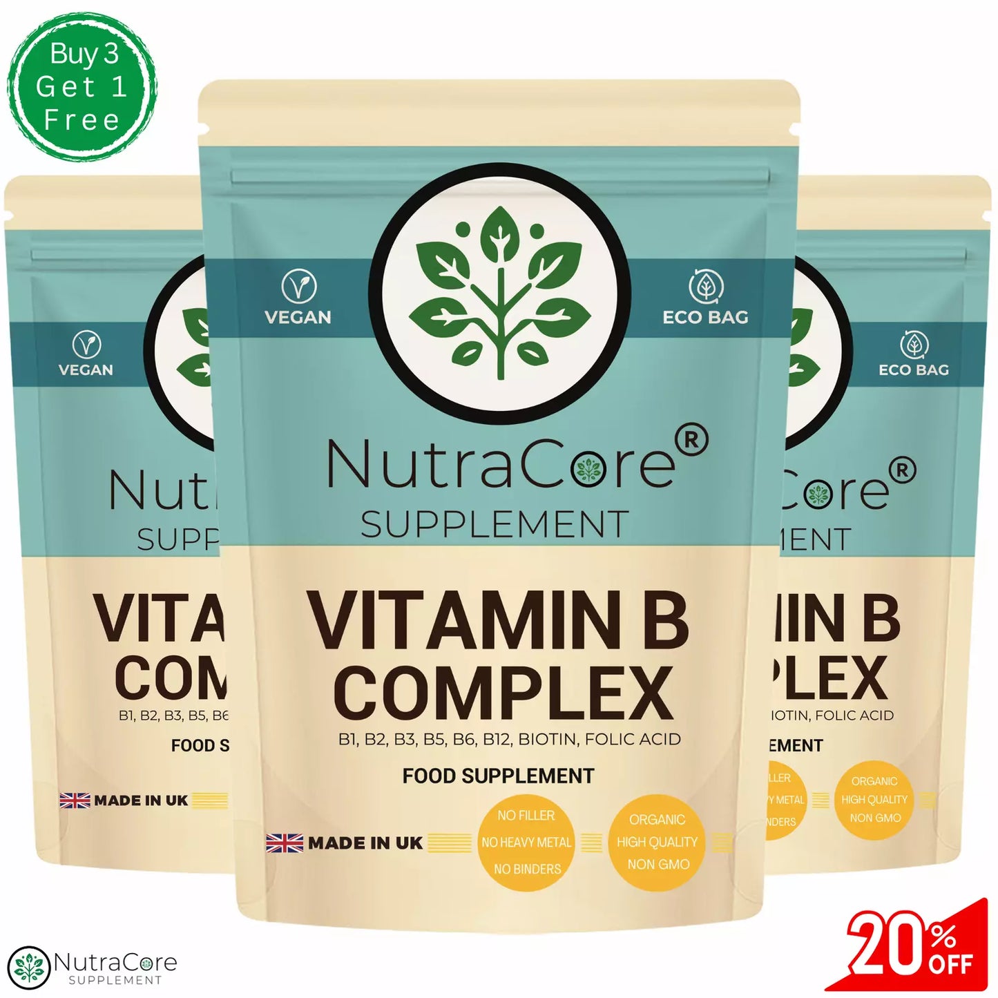 Vitamin B Complex HIGH STRENGTH Capsules-B1 B2 B3 B5 B6 B12 +Biotin Folic Acid