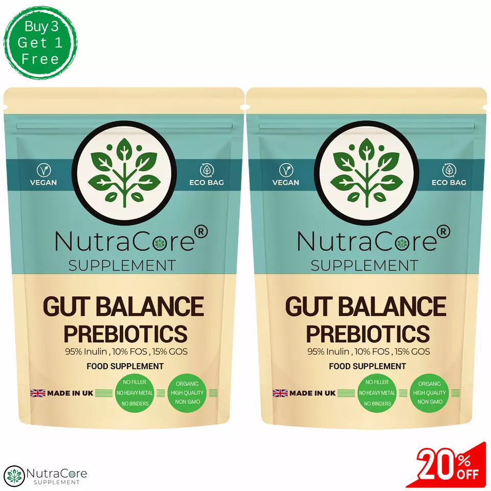ORGANIC PREBIOTICS 600mg Capsules(90%Chicory Inulin, 10%FOS, 15%GOS)-Gut Balance