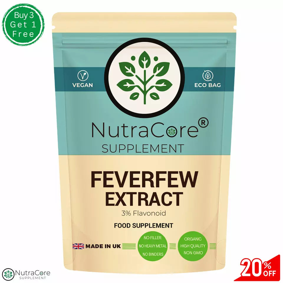 Feverfew Extract 5500mg Capsules- (3% Flavonoid)-Migraine Support-Vegan Caps