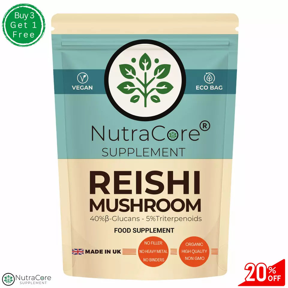 Reishi Mushroom 5000mg Capsules ( 40 B-Glucans)-Strong & Effective-Vegan Caps