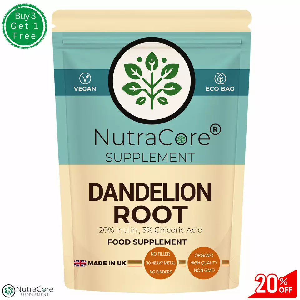 Dandelion Root Capsules 6000mg-(20% Inulin,3% Chicora Acid)-Liver Support &Vegan
