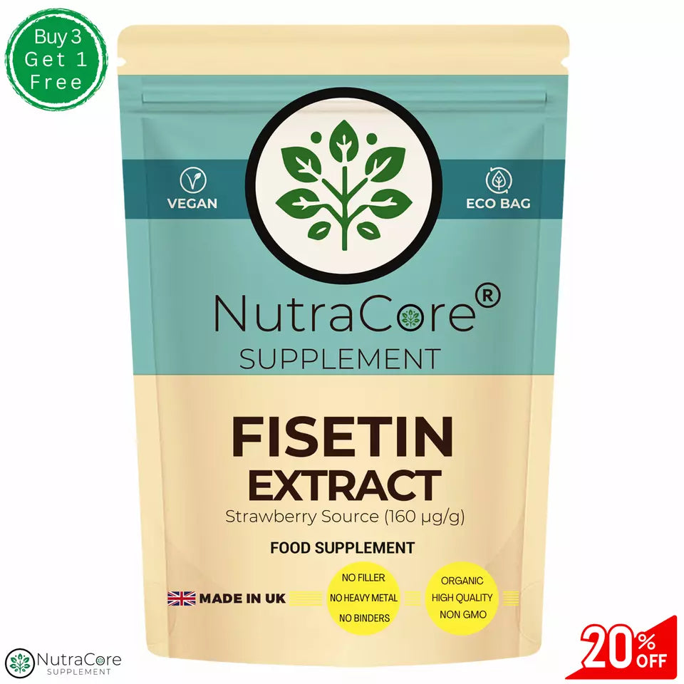 Fisetin Extract 550mg Caps (Strawberry Source)-(160 µg/g)-Vegan & Effective Caps