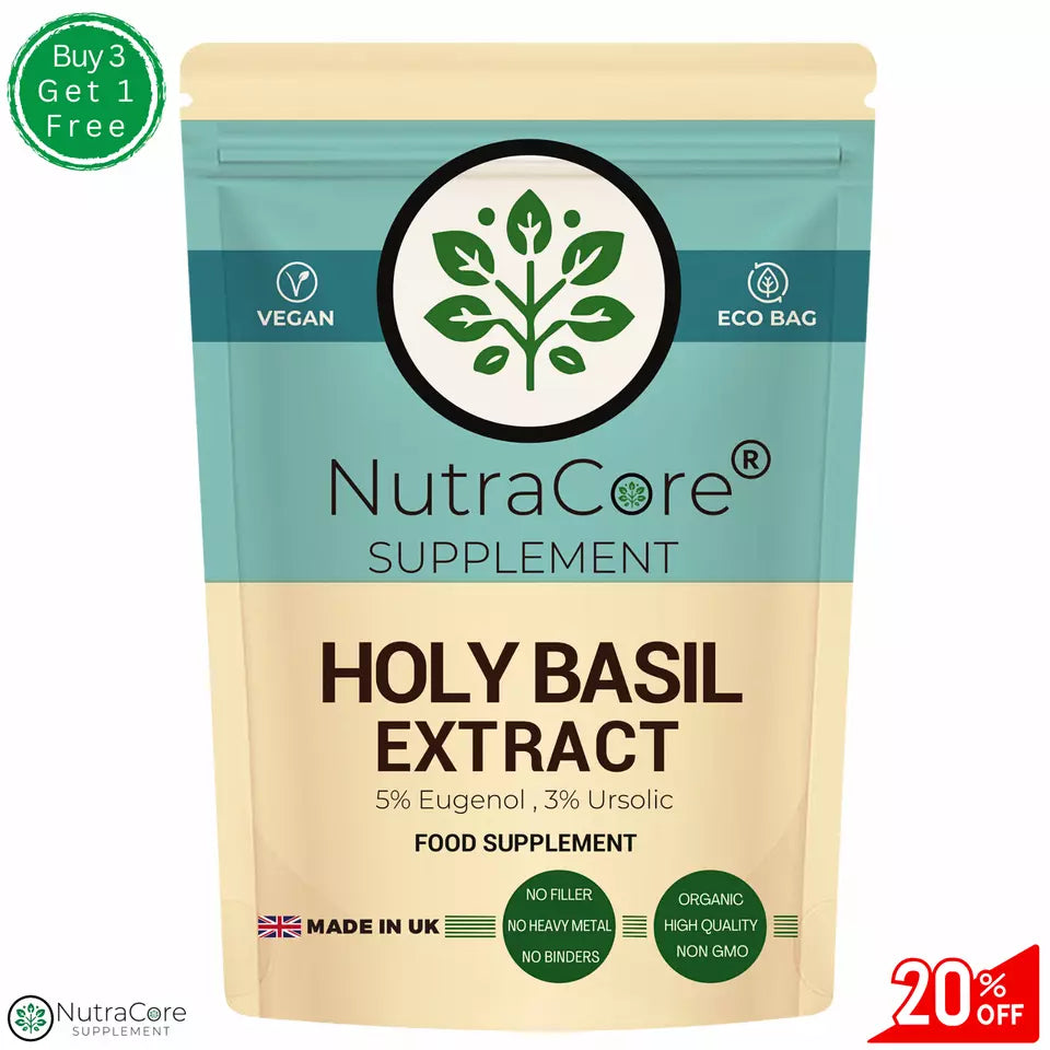 Holy Basil Capsules 5000mg-(3% Mucilage, 5% Saponins)-Brain Health, Vegan