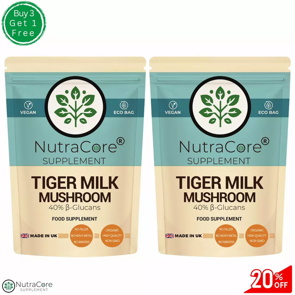 Tiger Milk Mushroom 5000mg Capsules-(40%B-Glucans)-100% Natural & Vegan Product