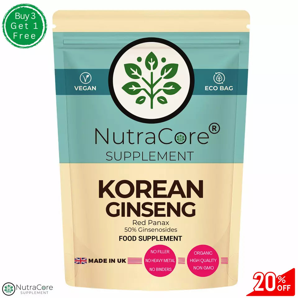 White Korean Ginseng Capsules 5000mg (50% Ginsenoside) Supporting Overall Health