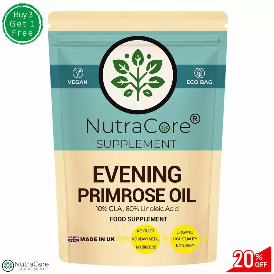 Evening Primrose Oil 1100mg (10% GLA, 60% Linoleic Acid )-Vegan & Natural