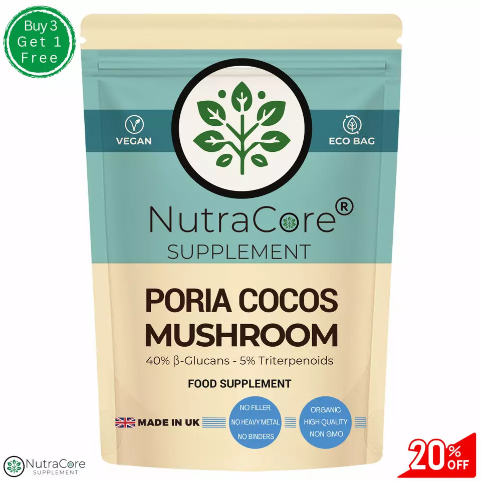 Poria Cocos Mushroom 500mg Caps-(30% B-Glucan) Fatigue, Tension, Memory Support