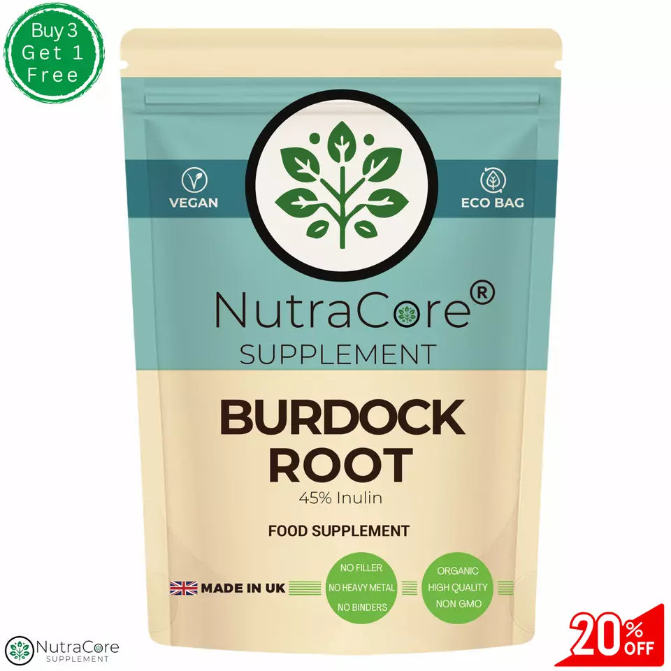 Burdock Root Extract Capsules 6000mg-(45% Inulin)-100% Natural & Strong-Vegan