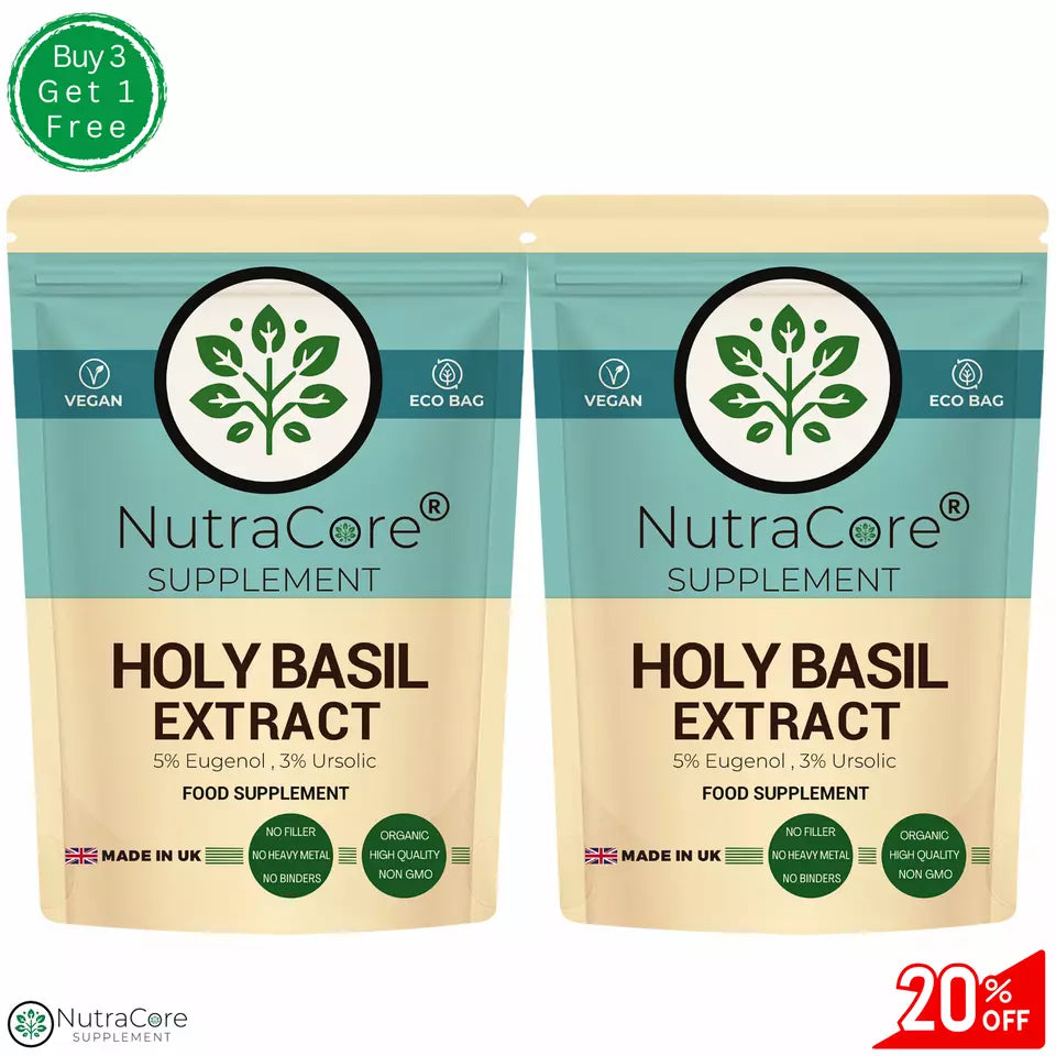 Holy Basil Capsules 5000mg-(3% Mucilage, 5% Saponins)-Brain Health, Vegan