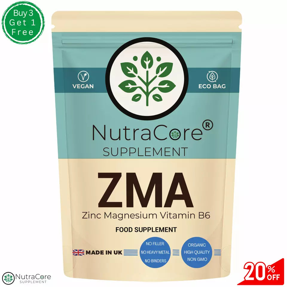 ZMA (Zinc + Magnesium + Vitamin B6) Capsules-100% Natural & Vegan-Muscle Gain&Sleep Aid