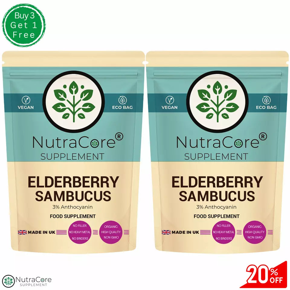 ELDERBERRY (SAMBUCUS ) Capsules 5500mg ( 165mg Anthocyanin)-Vegan