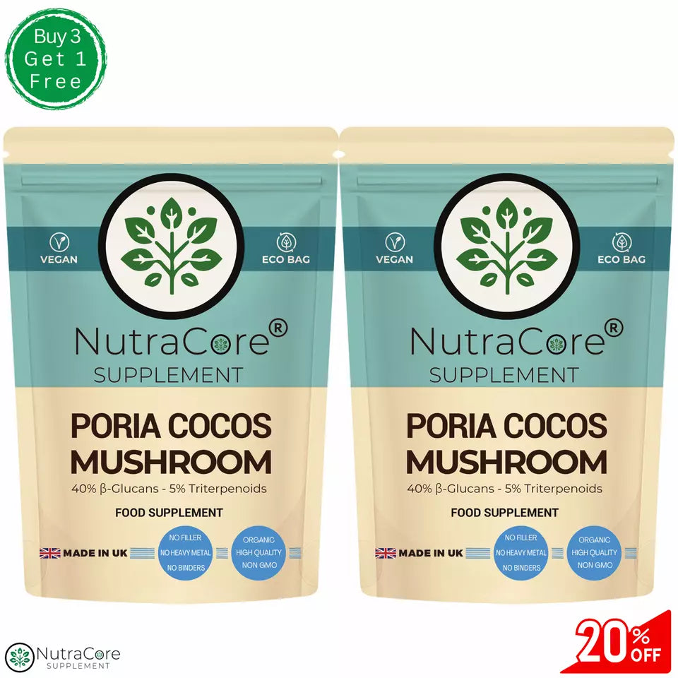 Poria Cocos Mushroom 500mg Caps-(30% B-Glucan) Fatigue, Tension, Memory Support