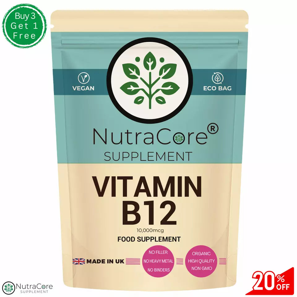 Vitamin B-12 ,10000mcg Capsule(Methylcobalamin)-High Strength-100%Natura & Vegan