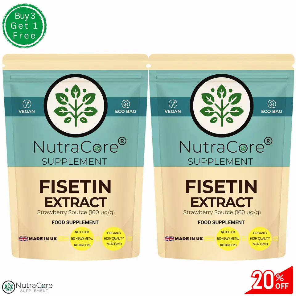 Fisetin Extract 550mg Caps (Strawberry Source)-(160 µg/g)-Vegan & Effective Caps