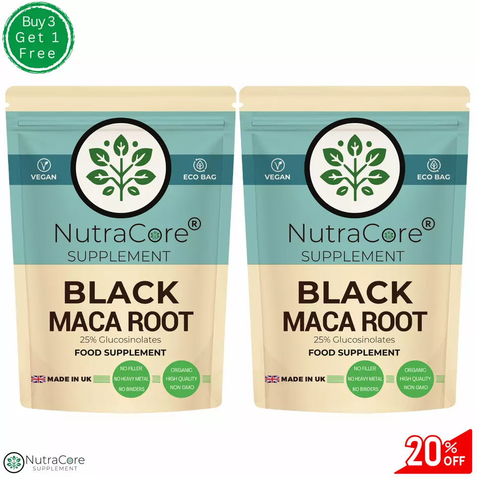 Black Maca Root Capsules, 6000mg-(25% Glusosinolates)-100% Natural & Vegan