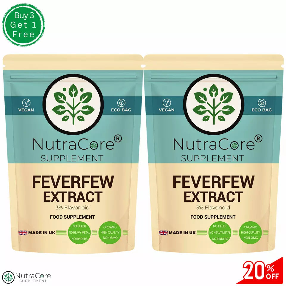 Feverfew Extract 5500mg Capsules- (3% Flavonoid)-Migraine Support-Vegan Caps