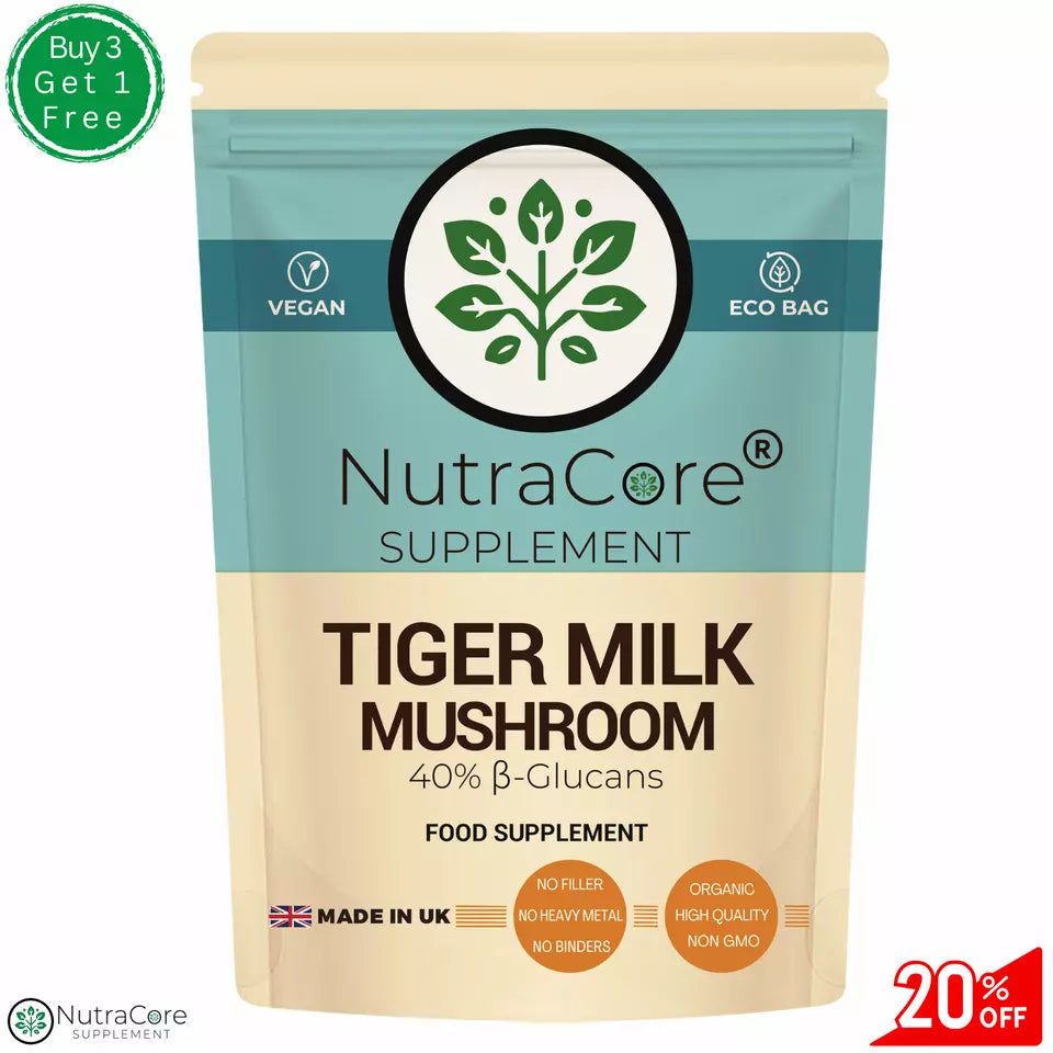 Tiger Milk Mushroom 5000mg Capsules-(40%B-Glucans)-100% Natural & Vegan Product