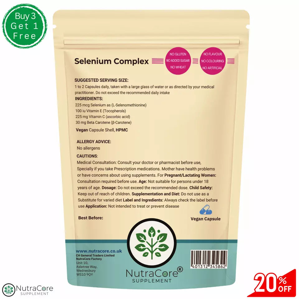 Selenium Complex 500mg Caps-High Strength Vitamins -Skin & Hair Supplement Vegan