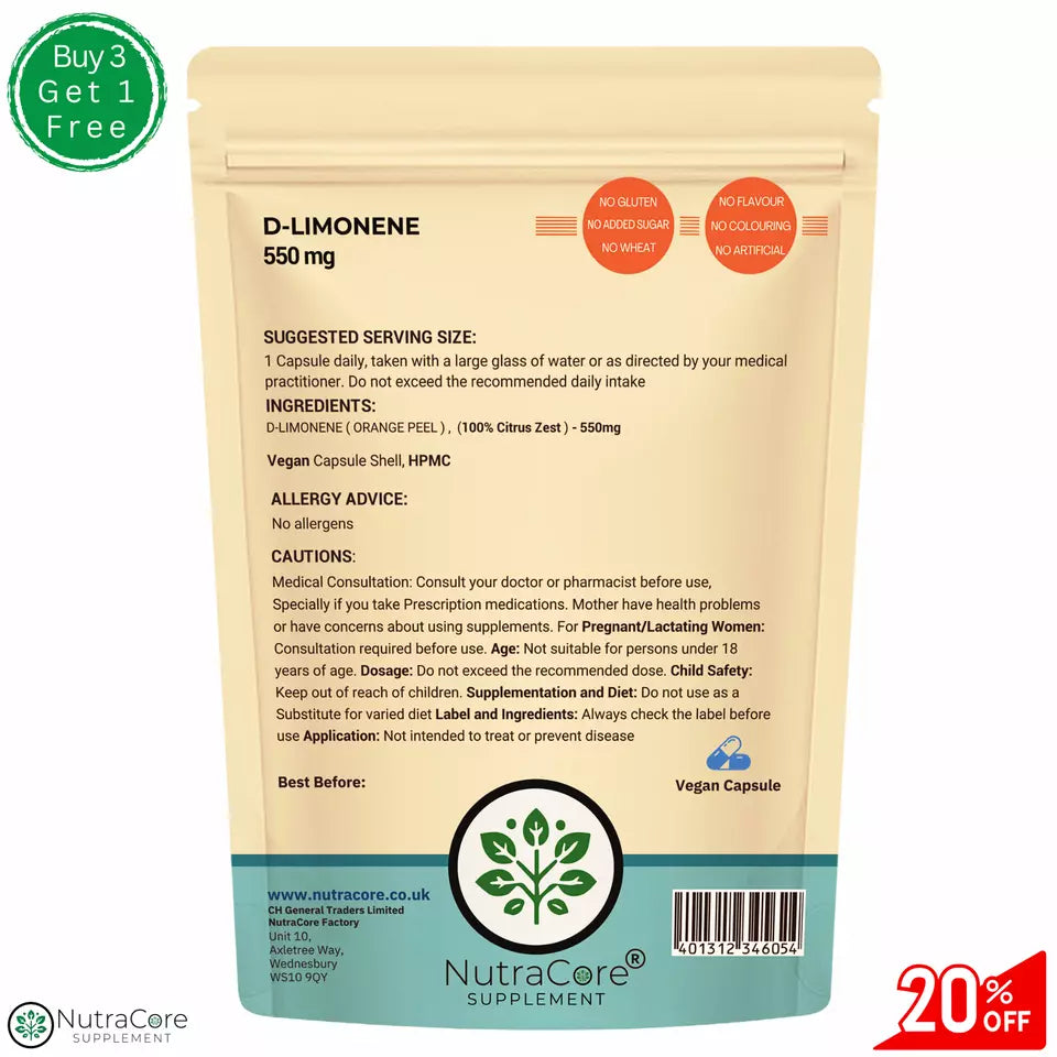 D-Limonene Capsules 550mg-(100% Citrus Zest)-Cholesterol , 100% Natural &Vegan
