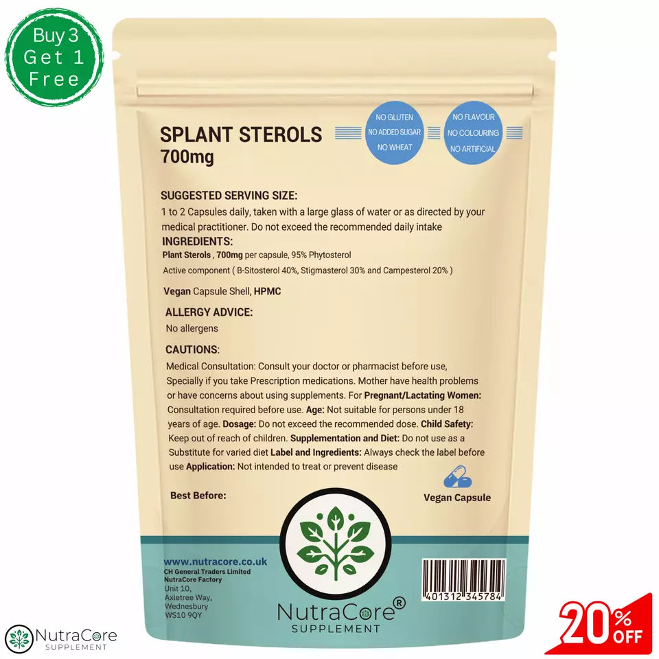 Plant Sterols Caps 700mg (B-Sitosterol 40%, Stigmasterol 30%, Campesterol 20%)