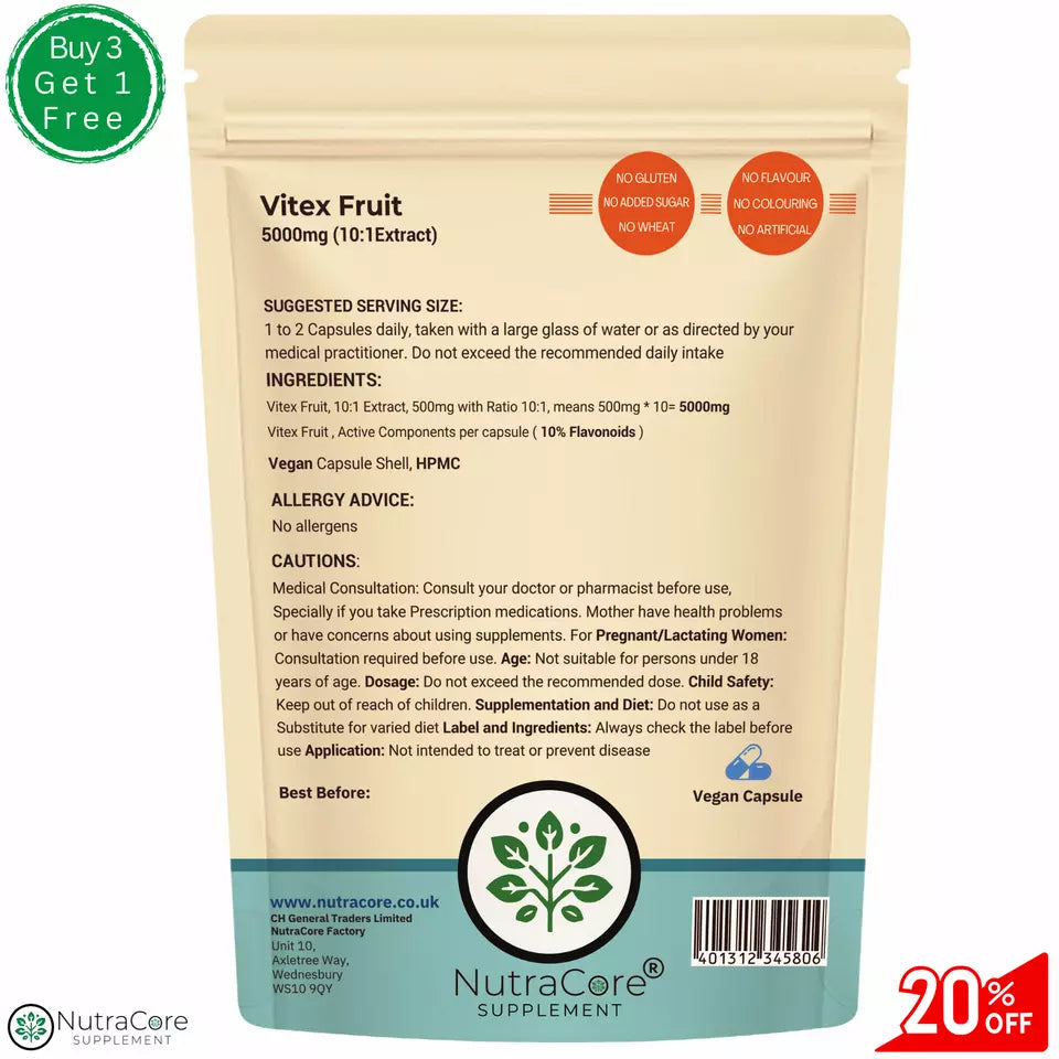 Vitex Fruit Capsules 5000mg (Chasteberry Fruit)-(Agnus Castus)-Women's Health