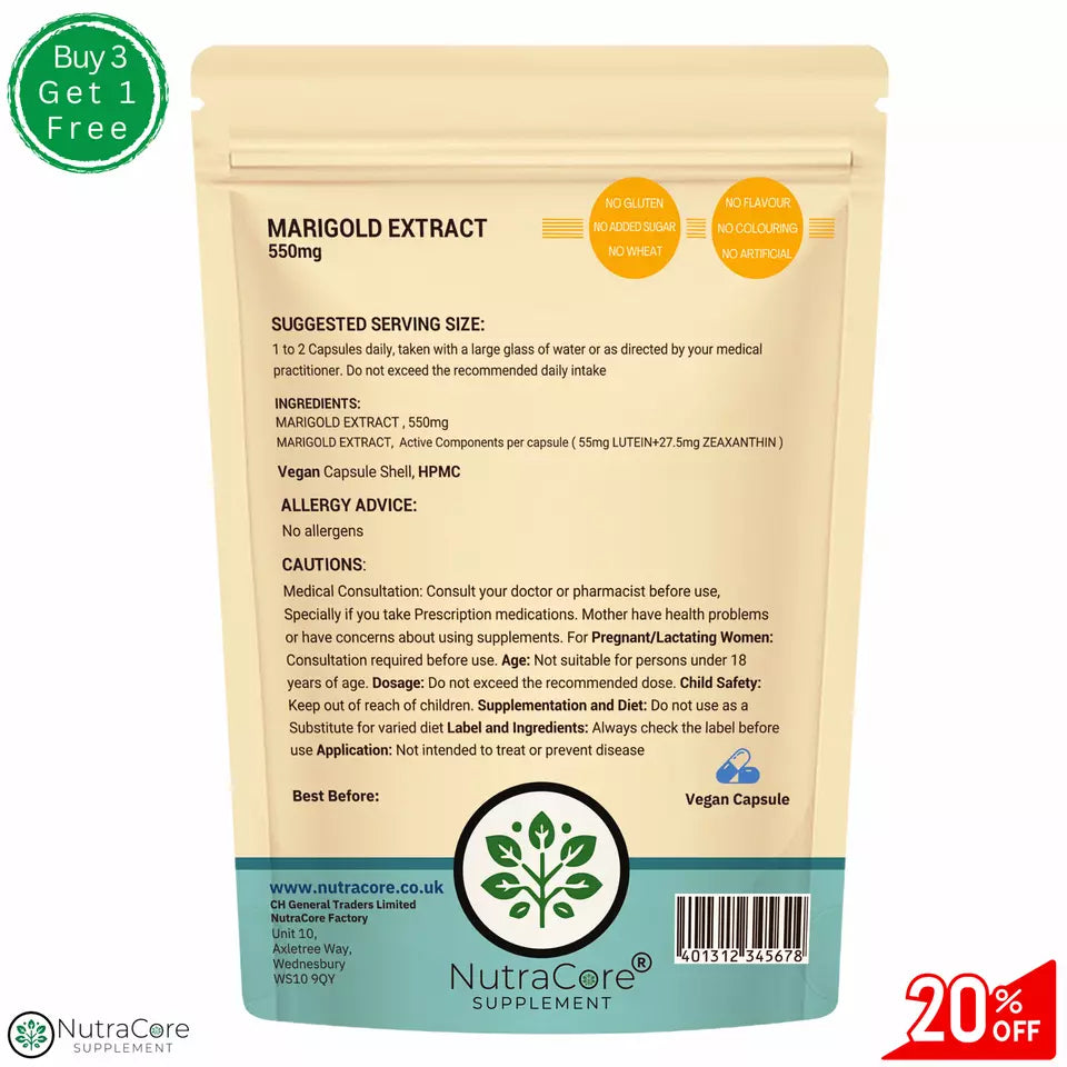 Lutein (Marigold) Capsule 550mg-( 55mg LUTEIN+27.5mg ZEAXANTHIN )-Vision Support