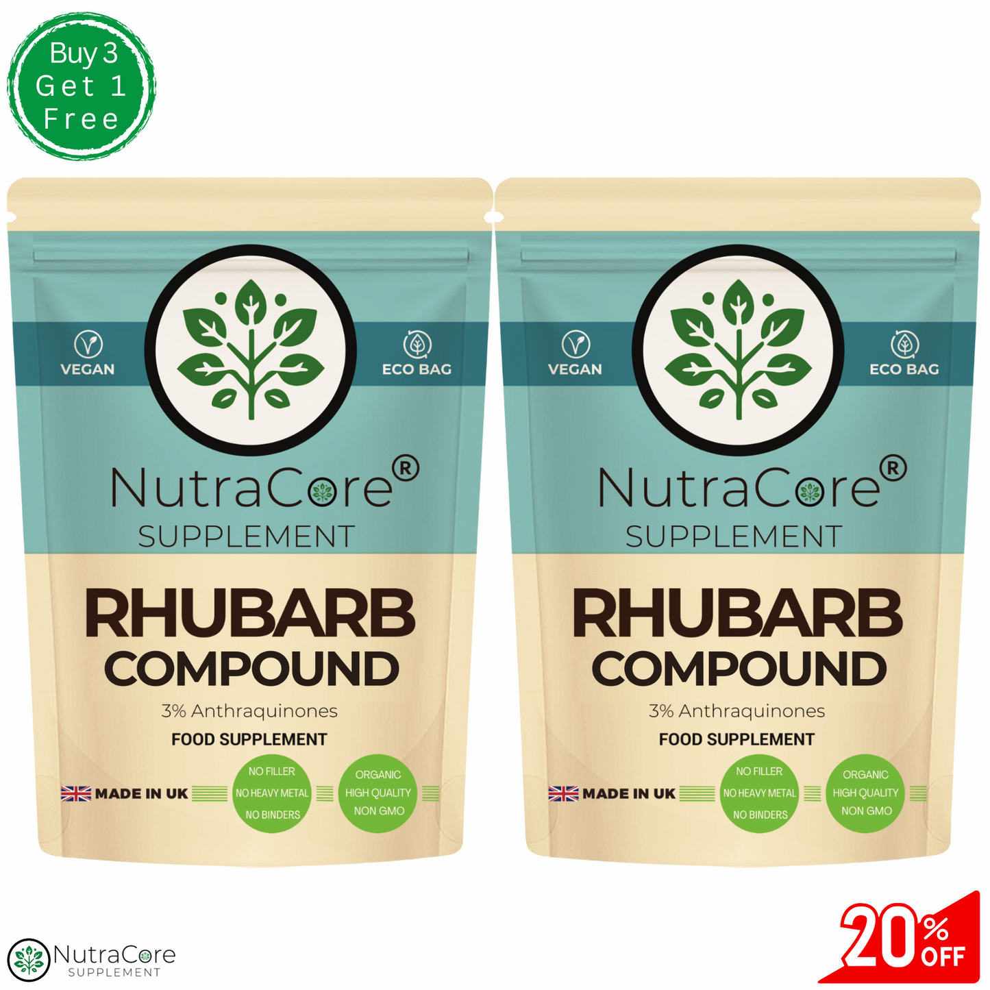 Rhubarb Compound Capsule 5000mg (3%Anthraquinones)-Weight Control, 100% Vegan
