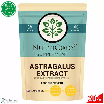 Astragalus Extract Capsules 5500mg-(20% Polysacharides+55mg Saponin-100% Vegan