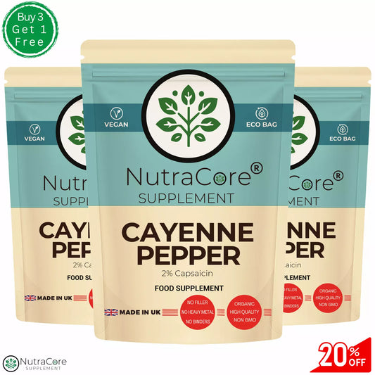 Organic Cayenne Capsules 550mg-(2% Capsaicin) Vegan, 100% Natural & Strong