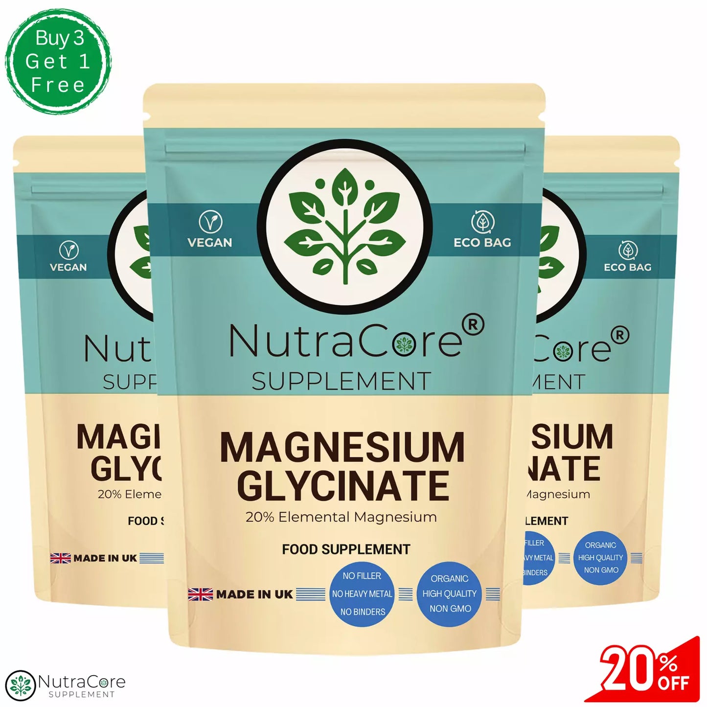 Magnesium Glycinate Capsules 700mg- Bone Health, Pain Relief, Sleep Aid-Veg Caps