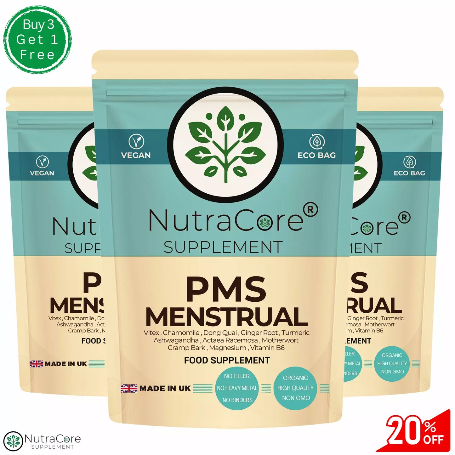 Menstrual&PMT Complex Caps 800mg-Mood Swings&Tenderness Relief-Vegan Product