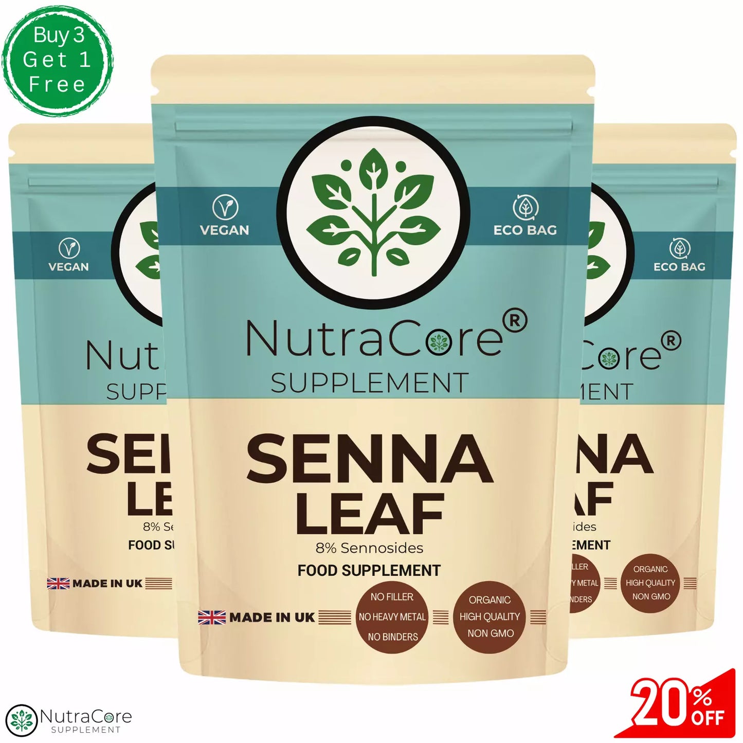 Organic Senna Leave Capsule 5000mg-(8% Sennosides)-Digestive &Constipation-Vegan