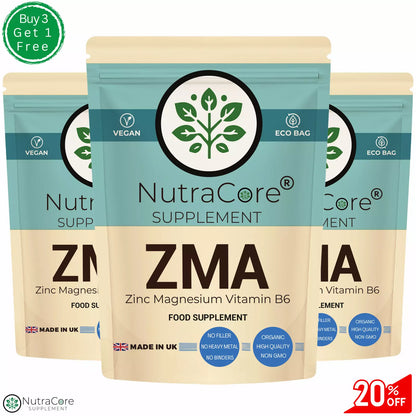 ZMA (Zinc + Magnesium + Vitamin B6) Capsules-100% Natural & Vegan-Muscle Gain&Sleep Aid